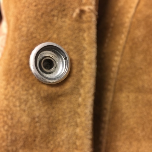 LEVI'S Vintage Suede Leather Tan Vest Orange Tap L - Picture 12 of 16